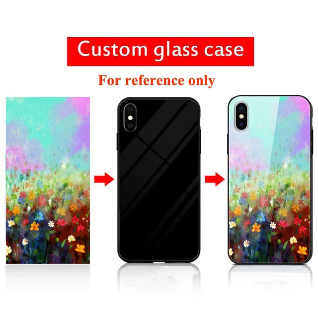 Custom Phone Cases For iphone 14 Pro Max 13 Mini 14 Plus Glass Silicone Cover Customized DIY Photo Personalized Pictures Fundas Caseverse
