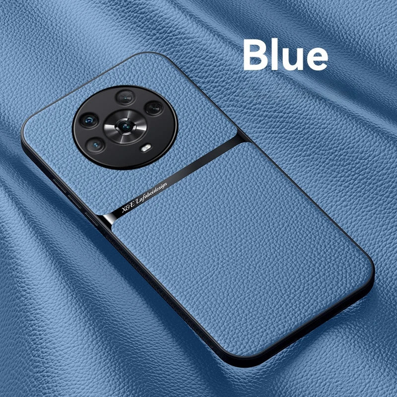 For Honor Magic4 Pro Build-in Magnet Metal Plate Car Holder Phone Case Honor Magic 4 Pro 4Pro Magic4 Silicone Leather Back Cover