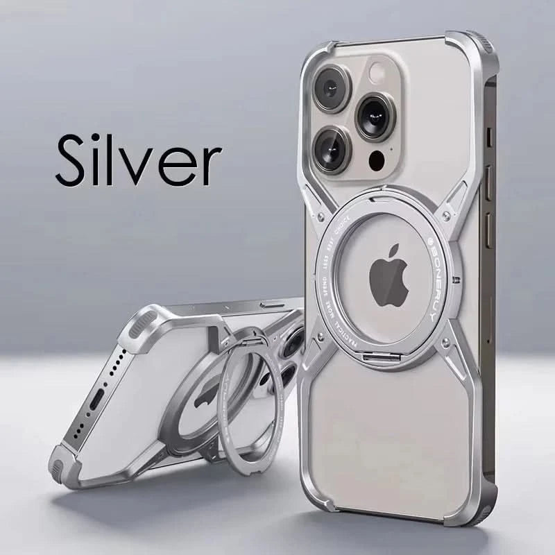 Metal Frameless Magsafe Magnetic Holder Phone Case For iPhone 16 15 14 13 Pro Max 16promax Aluminum Alloy Frame Shockproof Cover Caseverse