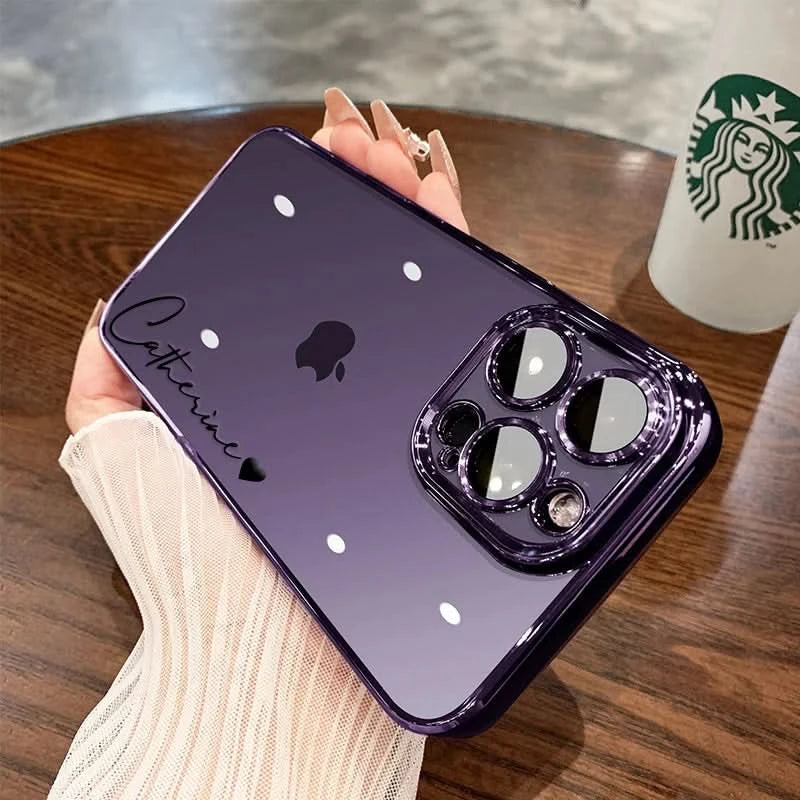15 16 Pro Max Personalised Customized Name Case For iPhone 16 15 14 13 12 11 Pro Max Plating Transparent Clear Cover 16 Pro Max Caseverse
