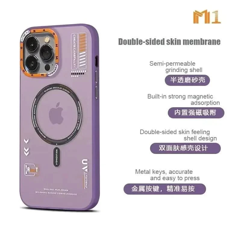 Matte Magnetic Phone Case For iPhone 16 15 14 13 12 Pro Max Megsafe Wireless Charge Frosted Back Metal Lens Frame Buttons Cover