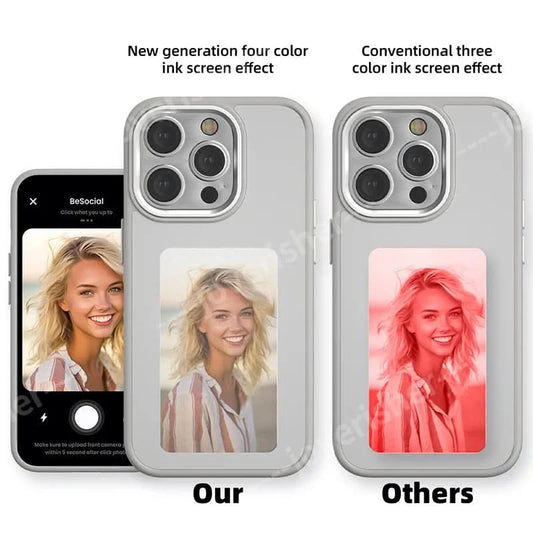 NFC DIY Picture Ink Phone Case for iPhone 16 15 14 13 Pro Max DIY Case Screen Phone Cover Cartoon Protection Funda Battery Free Caseverse