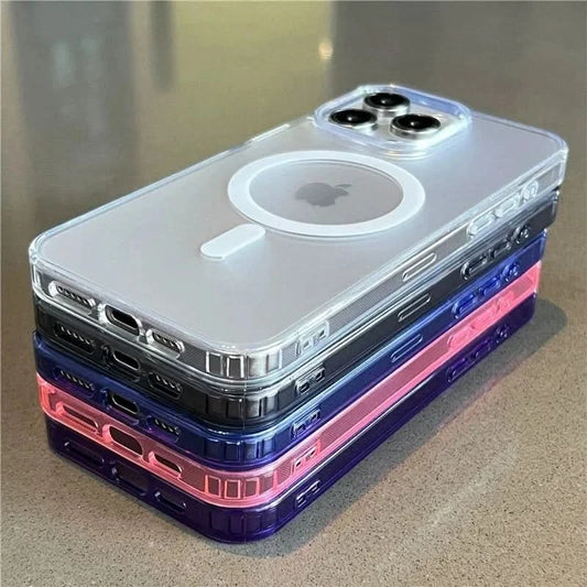 Luxury Matte Magsafe Wireless Charging Phone Case For iPhone 11 12 13 14 15 16 Pro Max Plus Bumper Magnetic Transparent Cover - Caseverse