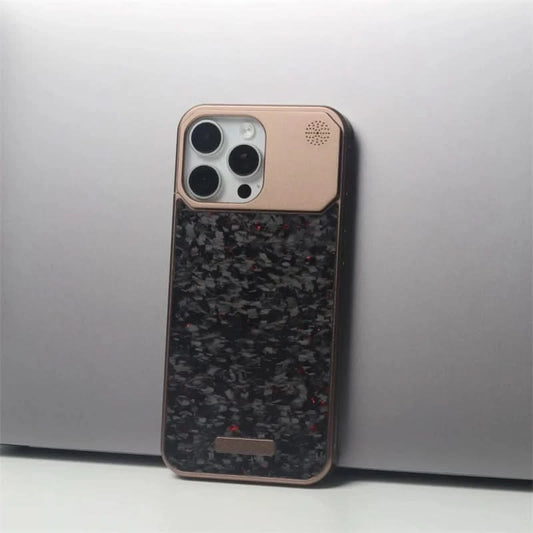 Luxury Forged Carbon Fiber Magsafe Phone Case For iPhone 16 16pro 15 Pro Max Wireless Charging Metal Frameless Shockproof Cover - Caseverse