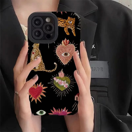 Heart Shaped Leopard Phone Cases for Iphone 11 Iphone 16 Pro Max Iphone 13 Pro Max Iphone 14 Pro Max Iphone 15 Pro Max Case Caseverse