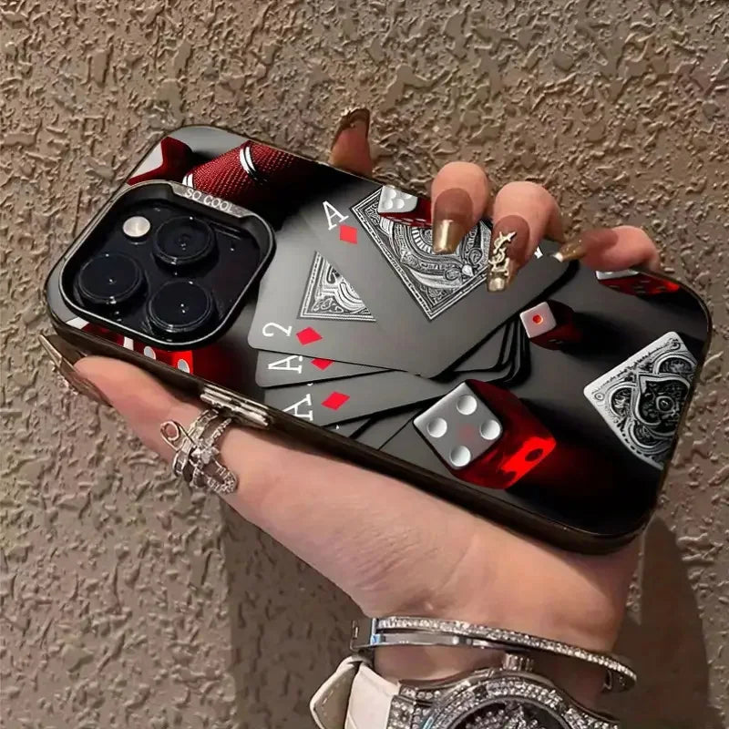Fashion Dice Poker Design Phone Case For iPhone 17 Air 16 15 14 13 12 11 Pro Max INS Simple Cover Shockproof Cover