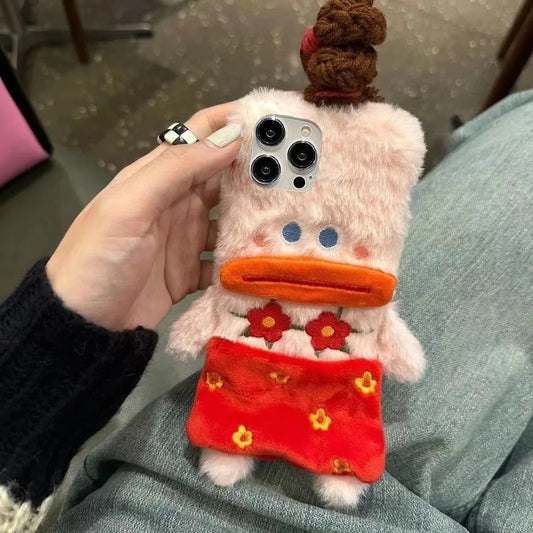 Plush Funny Sausage Mouth Phone Cases for IPhone16 15 14 13 12 Pro Max Mini X XR XS 8 Plus SE 2020 7 8Case Shockproof Back Cover - Caseverse