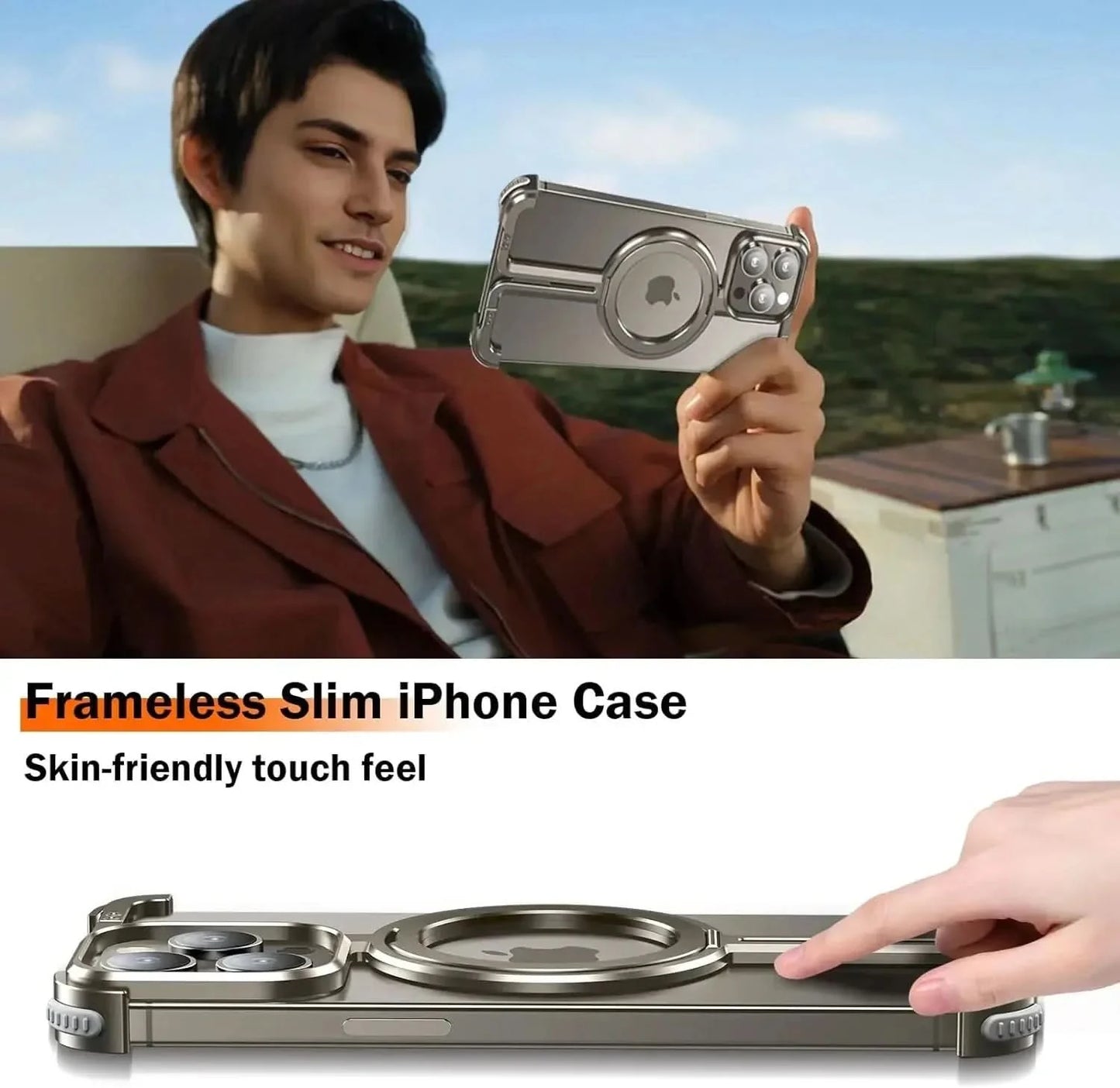 Metal Frame Magsafe Phone Case for iPhone 16 15 14 13 Pro Max Wireless Charging Aluminum Alloy Frameless Holder Shockproof Cover Caseverse