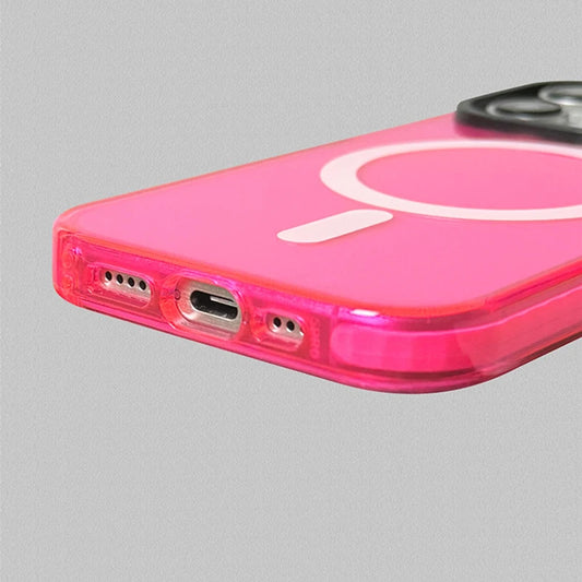 Transparent Neon Color MagSafe Phone Case for iPhone 16 15 Pro Max 14Pro 13 14 12 Wireless Charging Soft Silicone Bumper Cover - Caseverse