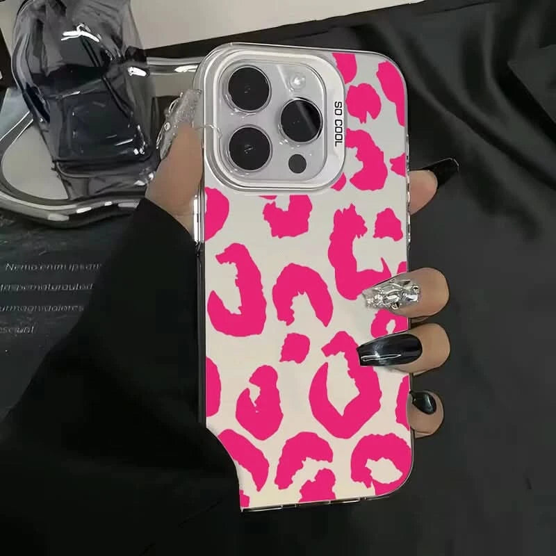 Leopard Print Electroplate Silver Phone Case for Xiaomi 14T Pro Cases Mi 13 12 11 Lite 14 13T 12T Poco M6 X5 X6 F5 F6 Pro Cover - Caseverse