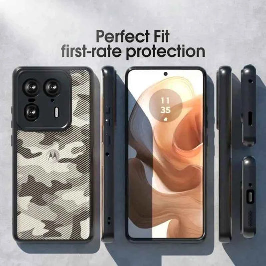IBMRS for Motorola Edge 50 Ultra Case,(Military-Grade Protection) Shockproof Translucent Phone Case(Camo Black)