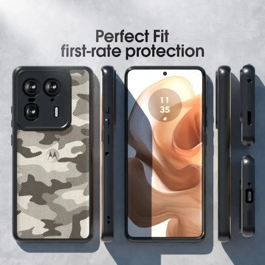 IBMRS for Motorola Edge 50 Ultra Case,(Military-Grade Protection) Shockproof Translucent Phone Case(Camo Black) - Caseverse
