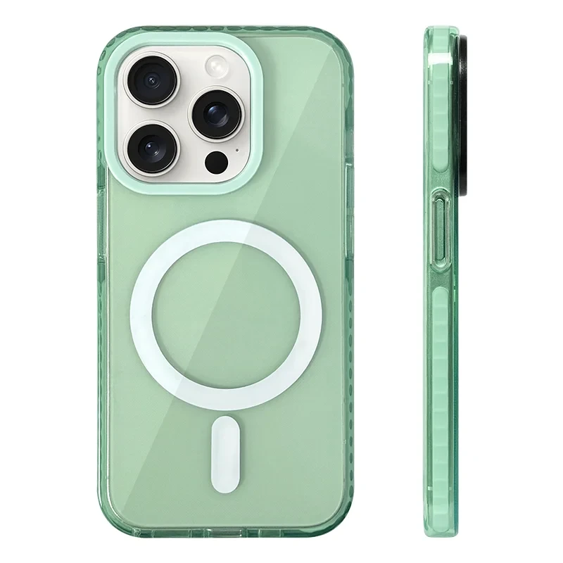 Transparent Neon Color MagSafe Phone Case for iPhone 16 15 Pro Max 14Pro 13 14 12 Wireless Charging Soft Silicone Bumper Cover - Caseverse