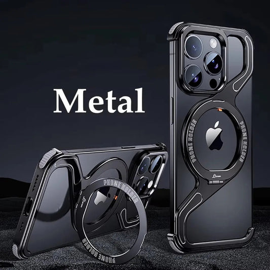 Shockproof Phone Case Z Shape Metal Frame for iPhone 16 Pro 15 14 13 Pro Max Plus Full Aluminium Alloy Magnetic Bracket Cases Caseverse