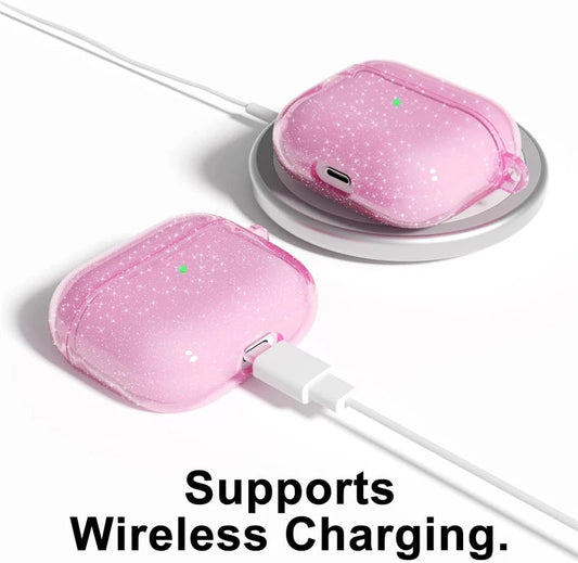 Bling Glitter Soft TPU Earphone Case for Airpods 4 2024 Pro 2 2nd Generation Air Pods 3 1 3rd Gen Cover with Keychain Accessory Caseverse