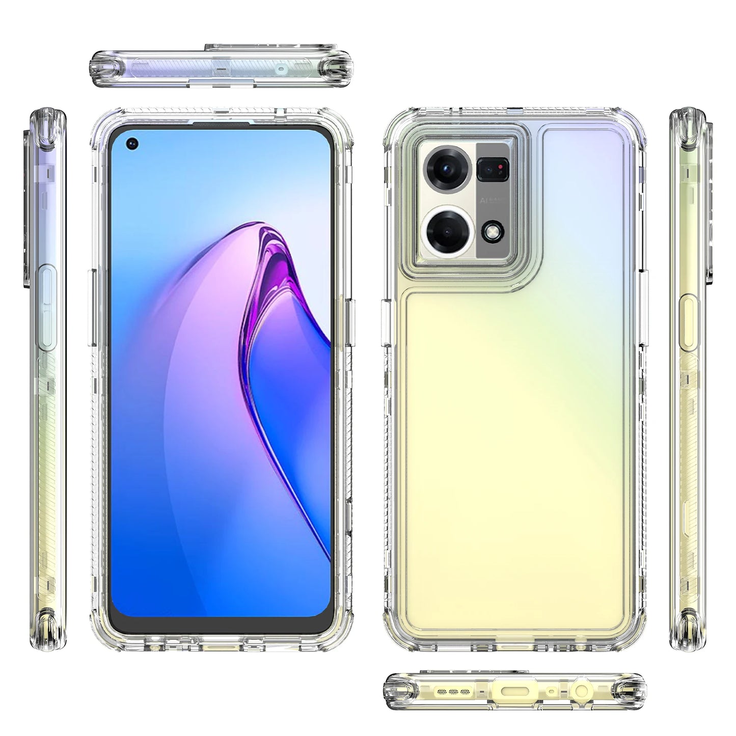 3 in 1 Rugged Armor Shockproof Phone Case For OPPO Reno 7 4G CPH2363 Hard Plastic Frame Transparent TPU Back Cover Fundas Capa - Caseverse