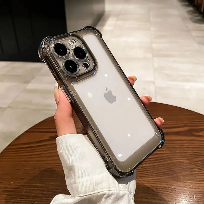 Luxury Transparent Silicone Phone Case For iPhone 16 15 14 13 12 11 Pro Max 16E XR X XS 7 8 14 15 Plus SE2 Shockproof Soft Cover - Caseverse