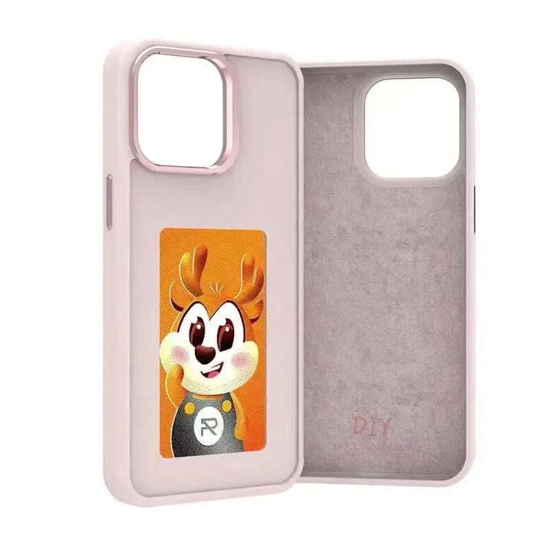 New-tech NFC Function Phone Case For Iphone 15 14 13 Pro Max DIY Cases E-Ink Screen Phone Cover Cartoon Girl Fundas Battery Free - Caseverse