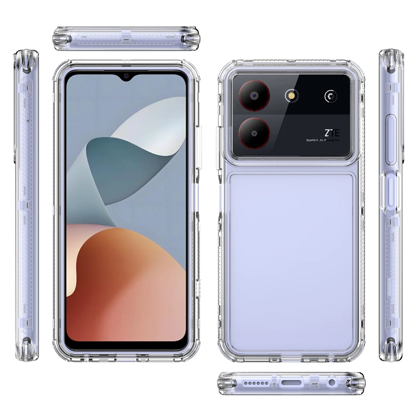 3 in 1 Rugged Armor Shockproof Phone Case For ZTE Blade A54 A34 6.6 inches Hard Plastic Frame Transparent TPU Back Cover Fundas - Caseverse