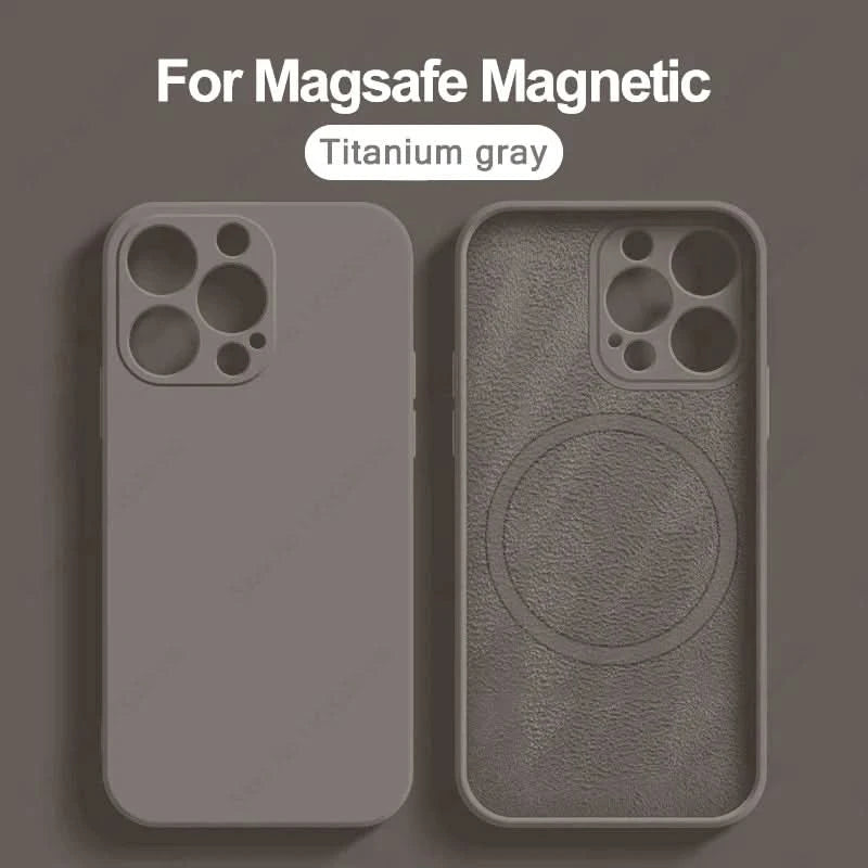 Original Magnetic Liquid Silicone Phone Cases For iPhone 16 15 14 13 12 11 Pro Max Magsafe Case Wireless Charge Shockproof Cover Caseverse