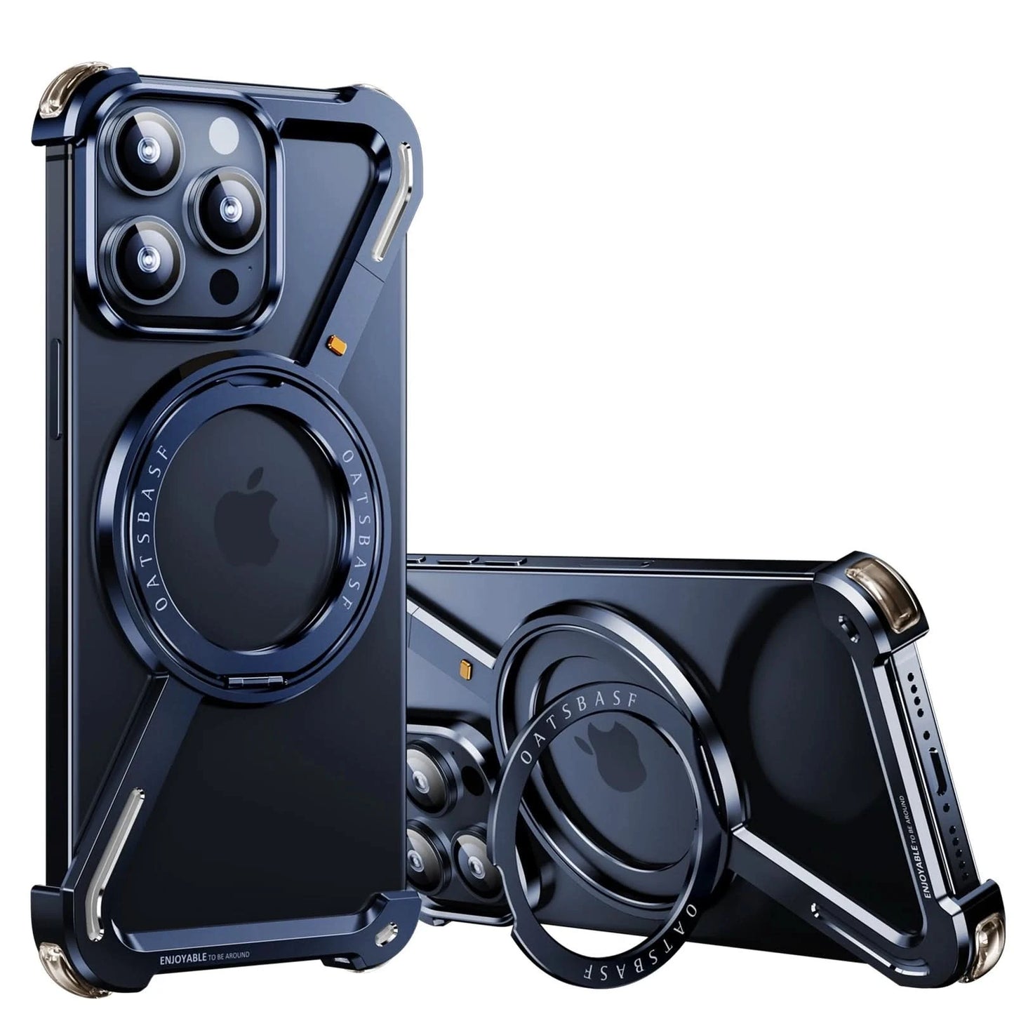 Oatsbasf Z Shape Metal Phone Case for iPhone15 /16 Pro Max Phone Protective Cover Shockproof Bumper w/360° Rotation Holder Caseverse