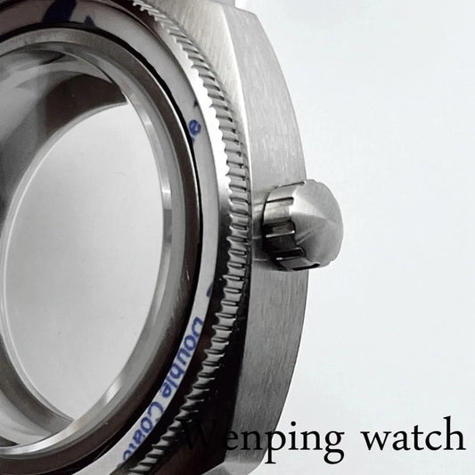 42mm Silver Watch Case Sapphire Glass Watch Case Plane Ceramic Bezel Fit NH35 NH36 Movement Watch Accessories