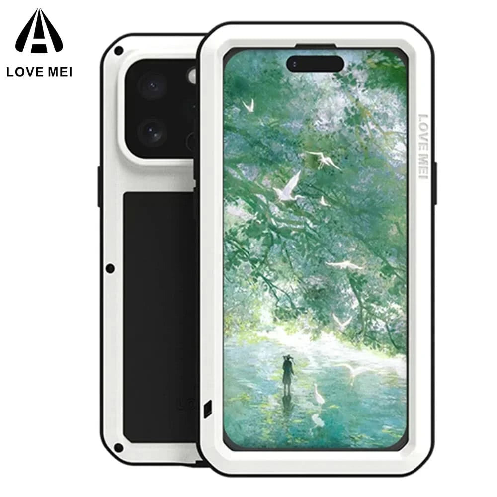 Original LOVE MEI Metal Armor For iphone 16 Pro Max Case 15 Plus 14 Military Grade Silicone Shockproof Cover Built-in Protector - Caseverse