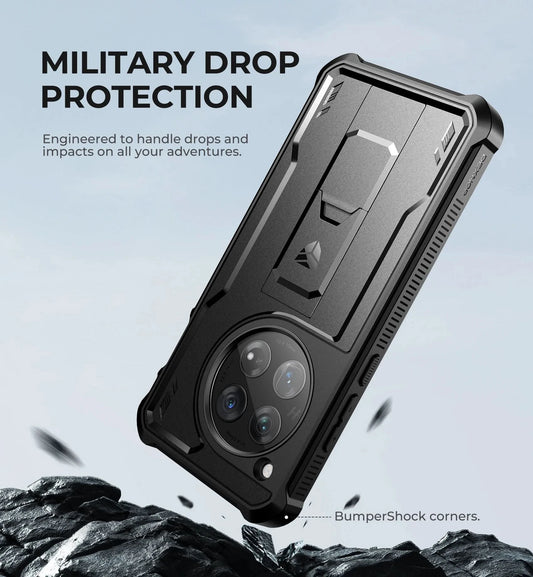 For OnePlus 12 5G (2024) Case Full Body Bumper Military Grade Armor Shockproof Shell Case Bracket with Built in Screen Protector - Caseverse