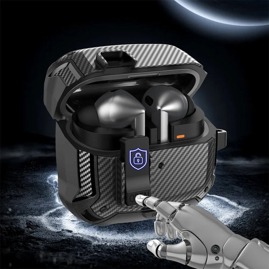 2025 New Phone Stand Case For Samsung Galaxy Buds 3 Pro Case With Secure Lock Clip & Cleaning kit Carbon Fiber Cover For Buds 3