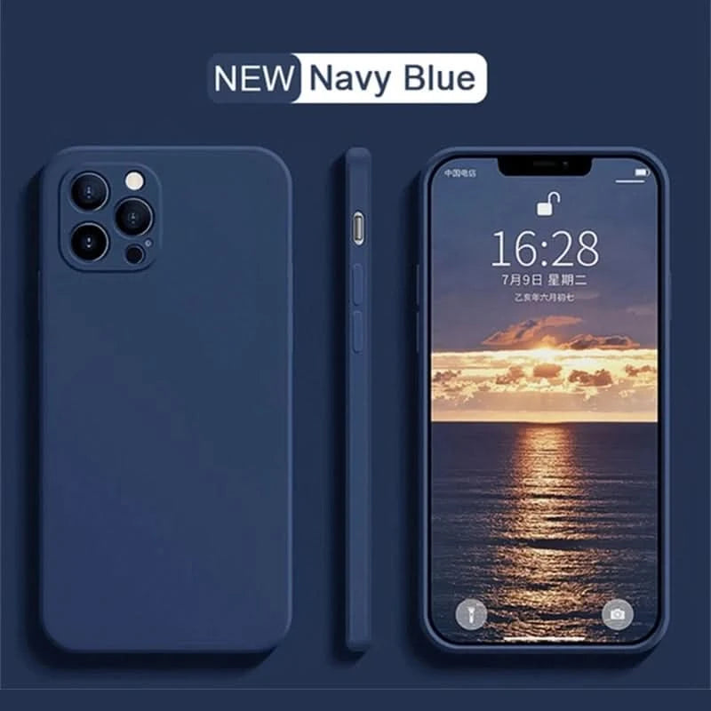 Luxury Liquid Silicone Shockproof Case for iPhone 14 15 Plus X XS XR Max Mini Back Soft Cover - Caseverse
