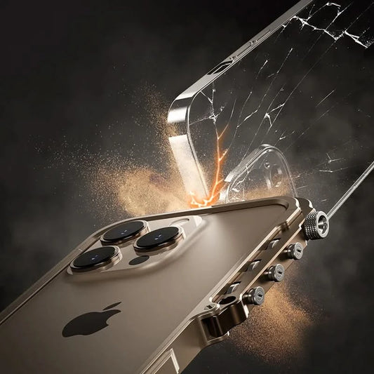 For iPhone 15 16 Pro Max Plus Metal Robotic Arm Phone Case Aluminum Alloy Frame Irregular Bumper Shockproof Protective Cover Caseverse