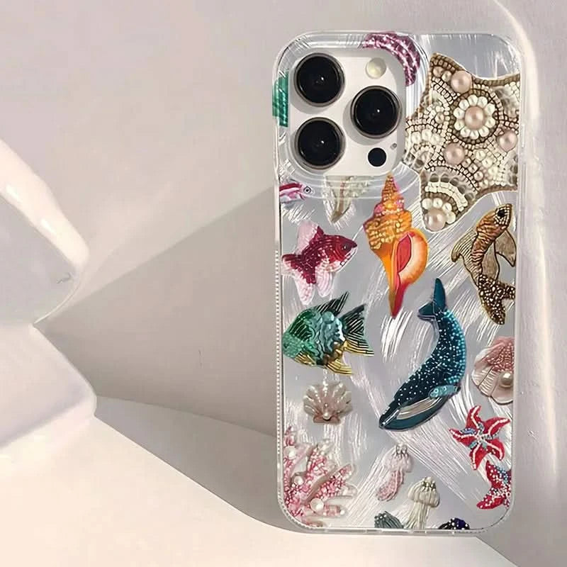 Ocean Elements Personalized Pattern Soft Phone Case For iPhone 16 Pro Max 16E 14 12 13 11 15 PRO Case X XR XS 7 8 Plus SE2 Cover Caseverse