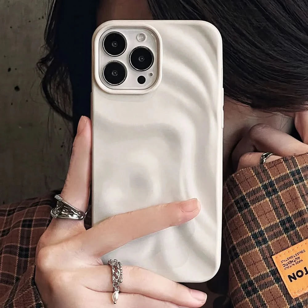 Ins Winter Wine Red 3D Pleats Wrinkle Phone Case for iPhone 12 13 14 15 16 Pro Max Soft Matte Cases for iPhone 11 Back Cover - Caseverse