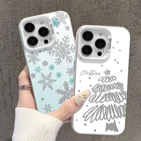 Bling Snowflakes Christmas Phone Case for Xiaomi Redmi Note 7 8 9 9S 10 11 12 13 Pro Plus 4G 5G Anti Fall Matte Back Cover - Caseverse