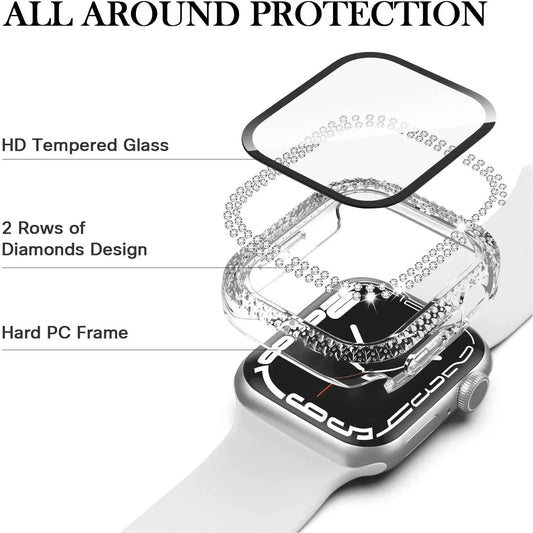 Diamond Bumper Protective Case for Apple Watch Cover Series 7 6 SE 5 4 3 38MM 42 MM For Iwatch 45mm 41mm 40mm 44 mm