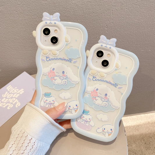 Kawaii Sanrio Cinnamoroll With Bracelet Bracket Phone Case For iPhone 15 14 13 12 11 Pro Max XR XS MAX X 7 Back Cover Y2k Gift - Caseverse