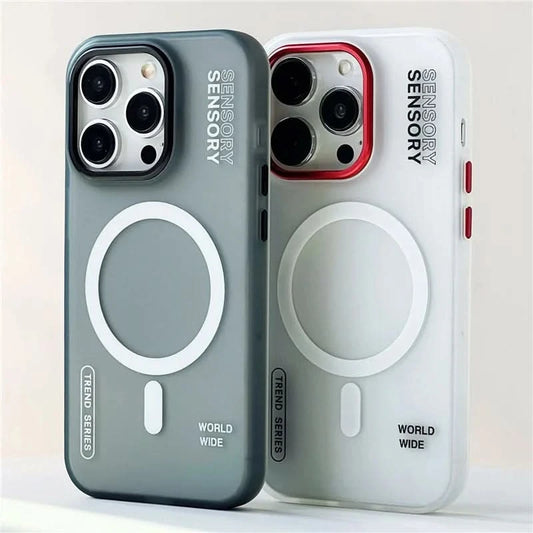 For Magsafe Wireless Charge Cases For iPhone 16 13 12 14 15 Pro Max Matte Magnetic Trendy Shockproof Armor Case Metal Lens Cover - Caseverse