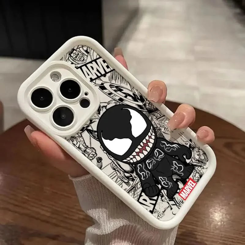 Marvel Cartoon Venom Deadpool Groot Phone Case for iPhone 16 Cases iPhone 15 14 13 12 Mini 11 Pro Max 16 Plus X 15Pro Back Cover - Caseverse