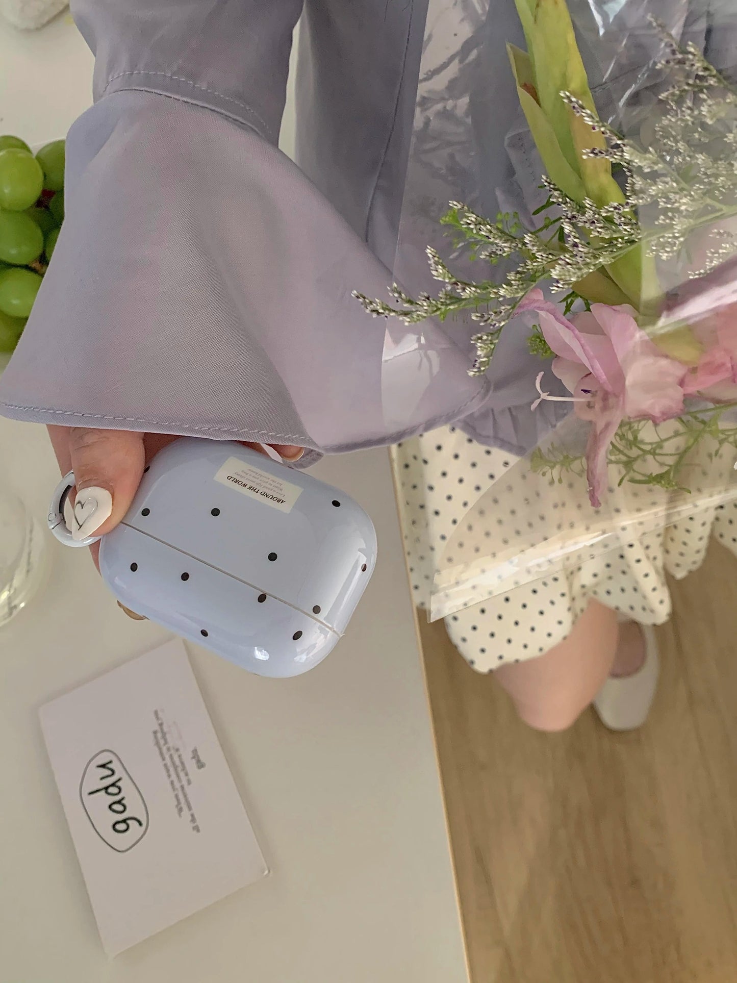 The Blue Polka Dot + Ring Is Suitable for Apple for Airpodspro2 Case/For Airpodspro Case/For Airpods4 Case/For Airpods3 Case/For Airpods2 Case/Fashion Earphone Case/Simple Earphone Case Caseverse