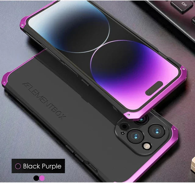 Metal Frame PC Phone Case for IPhone 13 12 14 15 Pro Max Aluminum Anti-collision Strip Silica Gel Back Cover for IPHON 15 Promax Caseverse