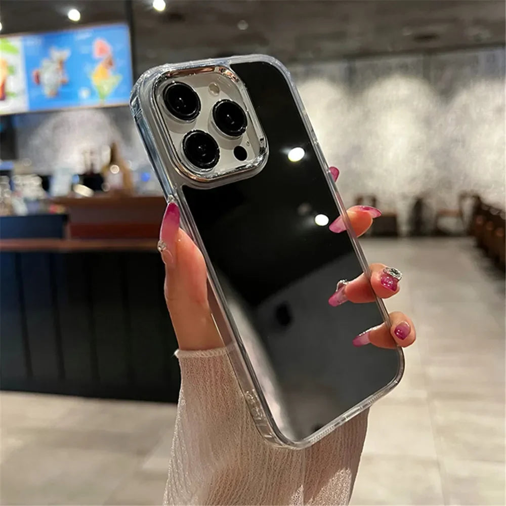 Luxury Acrylic Makeup Mirror Phone Case For iPhone 16 15 14 13 12 11 Pro Max XS X XR Plating Shockproof Back Cases Cover