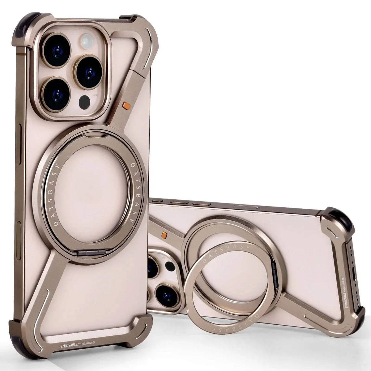 Oatsbasf Z Shape Metal Phone Case for iPhone15 /16 Pro Max Phone Protective Cover Shockproof Bumper w/360° Rotation Holder Caseverse