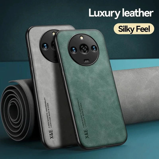 For Realme 11 Pro Plus Case Luxury Leather With Metal Plate Phone Cases For Realme 11 11Pro+ 5G Car Magnetic Holder Back Cover - Caseverse