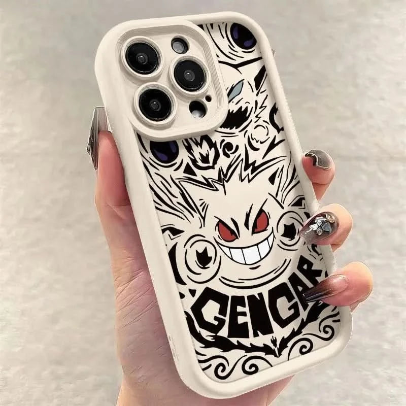 Pokemon Gengar Phone Case for iPhone 15 14 13 12 Mini 11 Pro Max XS X XR 8 7 6S 6 Plus SE 2020 Liquid Silicone Shockproof Cover - Caseverse