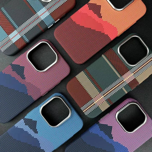 Magnetic Kevlar Carbon Fiber Pattern For iPhone 16Pro 15 Pro Max 14 13 12 Pro Plaid Personalized Phone Case For 12 13 14 Pro Max Caseverse