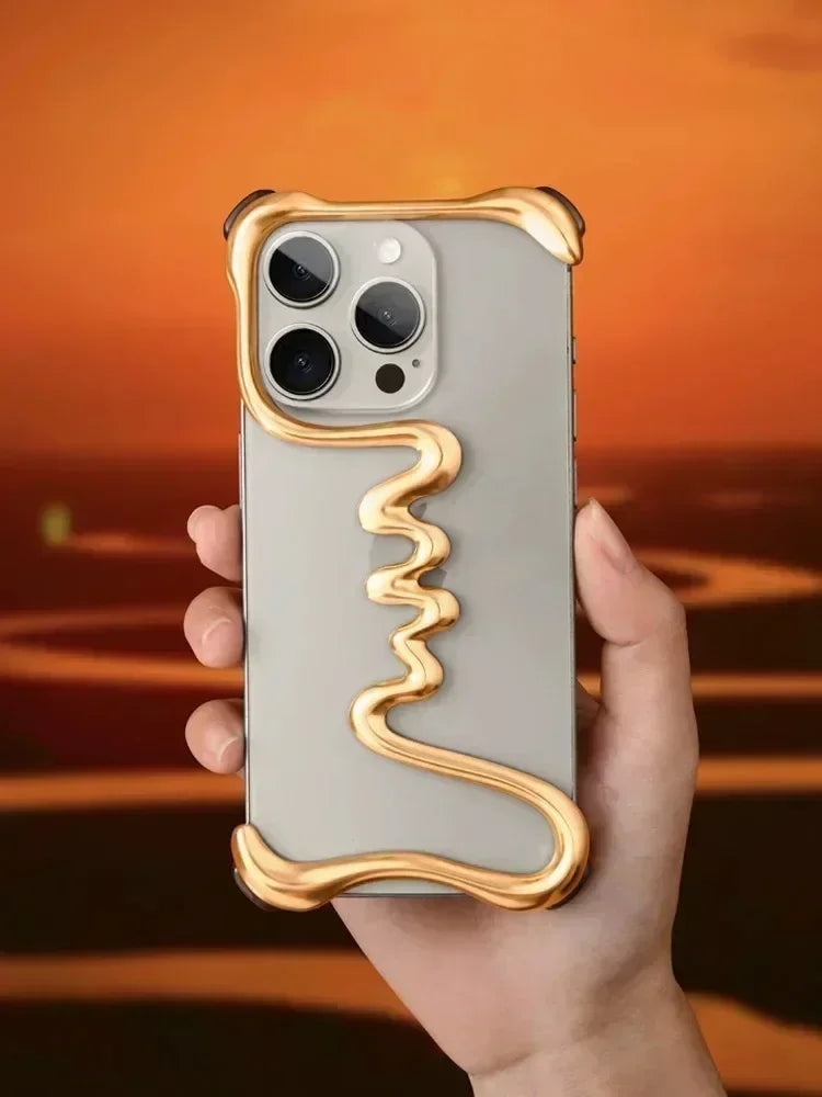 iPhone Phone Case Metal 3D Hollow Case For iPhone16 ProMax 14 15 Pro 16Plus Aluminum Alloy Track Shell Air Bag Shockproof Cover Caseverse