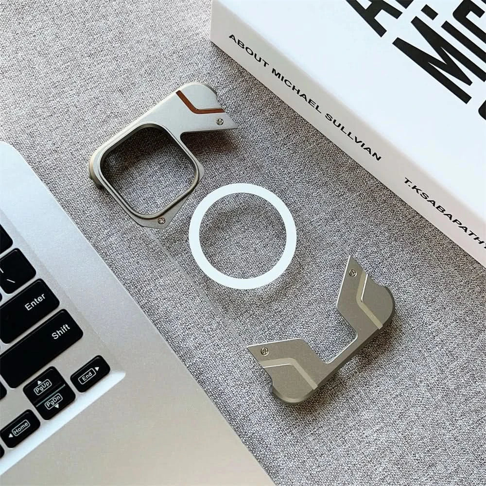 Magnetic Titanium Metal Transparent No Frame Phone Case For iPhone 16 Pro Max 16 Plus For Magsafe Aluminum Bumper Armor Cover Caseverse