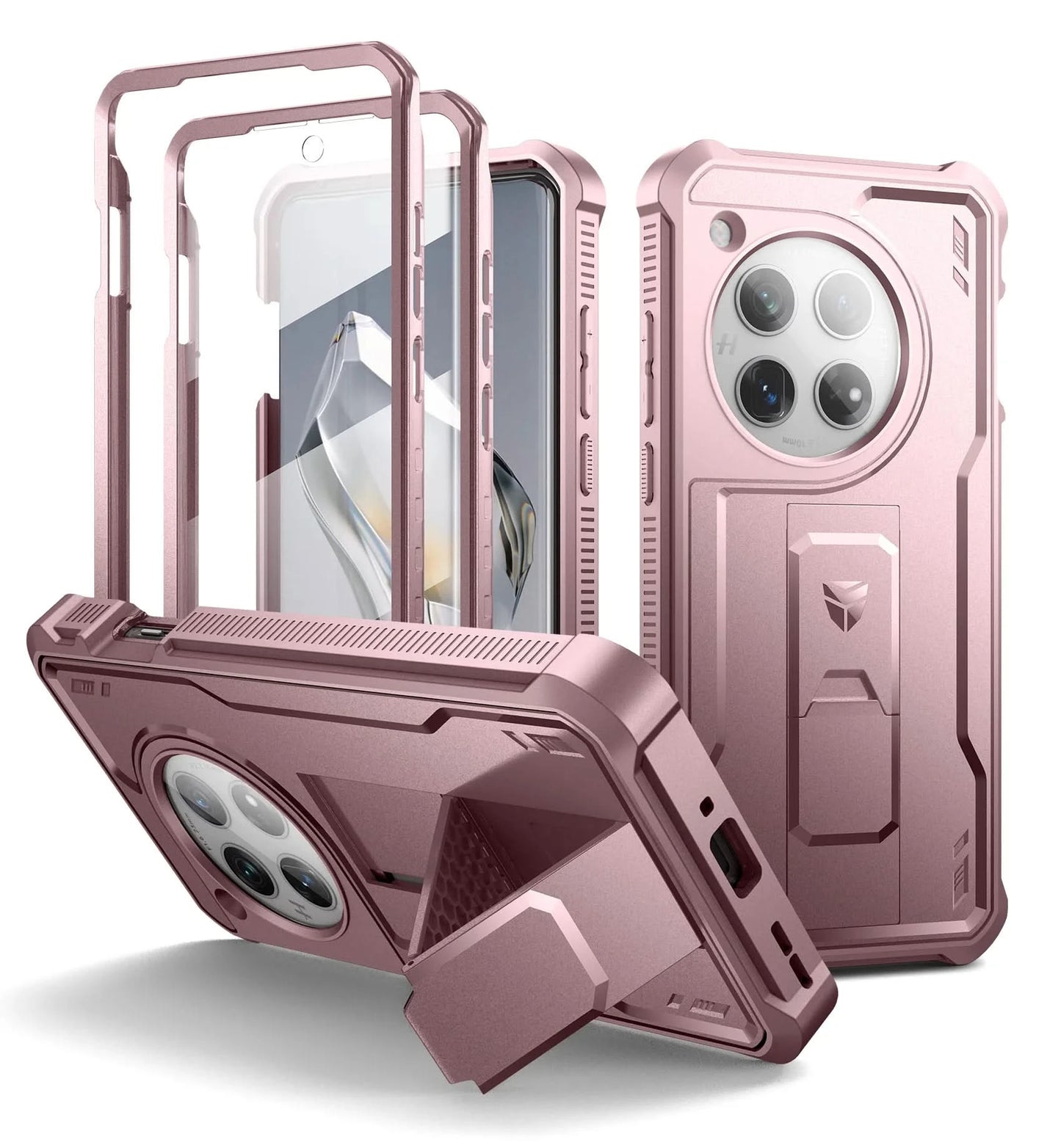 For OnePlus 12 5G (2024) Case Full Body Bumper Military Grade Armor Shockproof Shell Case Bracket with Built in Screen Protector - Caseverse