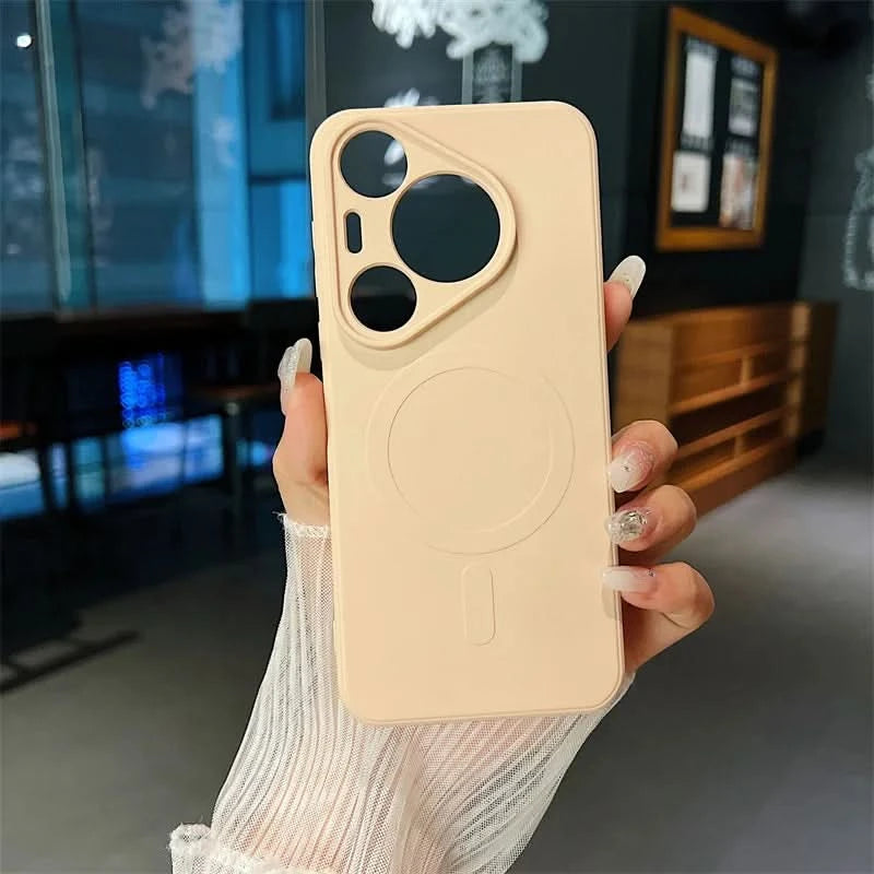 Silicone Magnetic Phone Case for Huawei Pura 70 Pro Plus Ultra Magsafe Wireless Charging Anti Drop Protective Cover Bumper - Caseverse