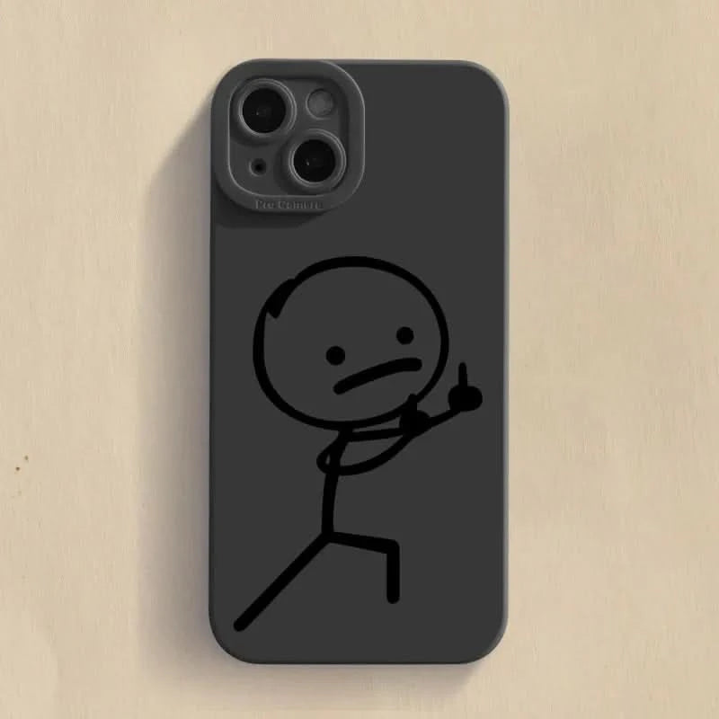 Cute Cartoon Matchman Matte Silicone Phone Case For iPhone 16 15 Soft Back Cover - Caseverse